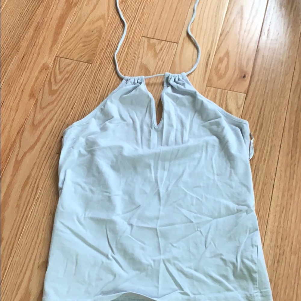 Light blue tie around the neck tank top
